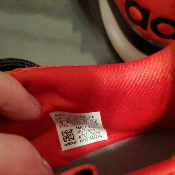 Adidas Men's Red and Black Sneakers - Picture 2 of 4